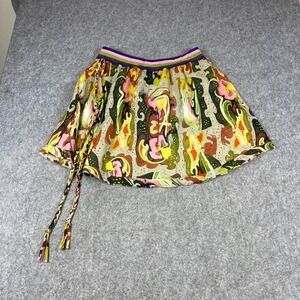Oilily Silk Blend Psychedelic Floral Mini‎ Skirt Multicolor Elastic Waist Lined